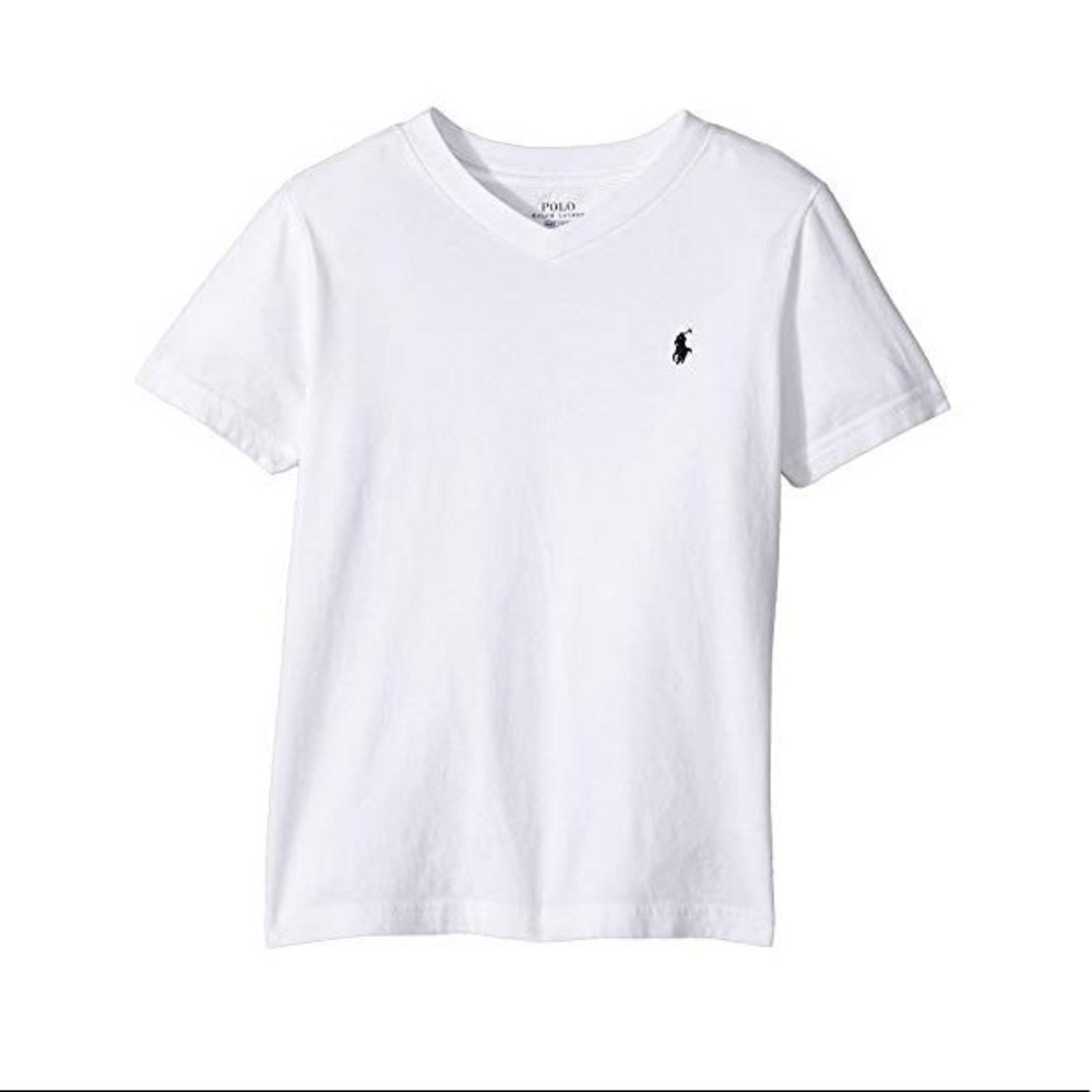 Kids Large White Polo Ralph Lauren V-neck T-shirt